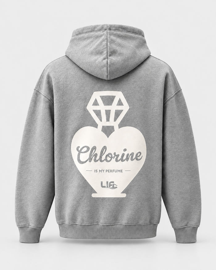 Chlorine Is My Perfume hoodie — Grey — back