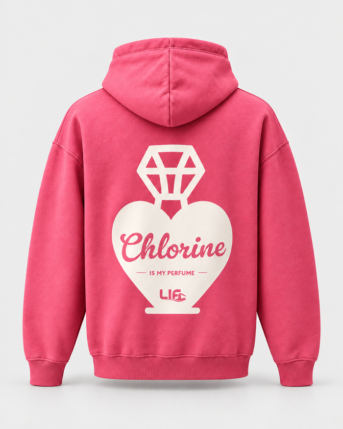 Chlorine Is My Perfume hoodie — Pink — back