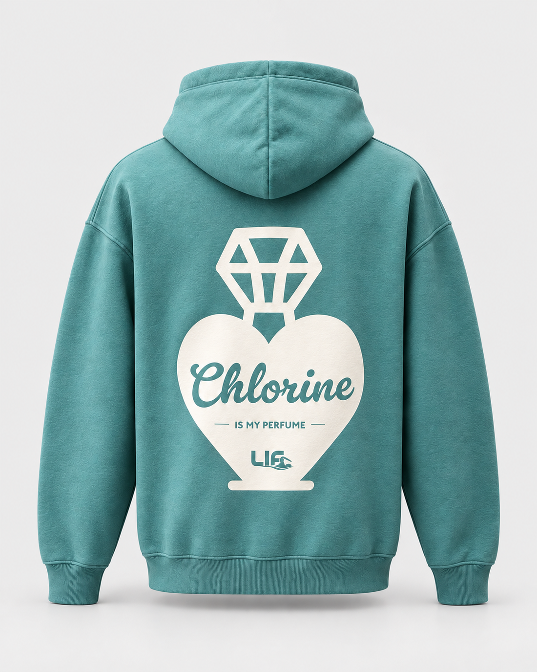 Chlorine Is My Perfume hoodie — Seafoam — back