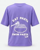 Swim T Shirt - Eat Pasta Swim Fasta - Digital Lavender - White Print