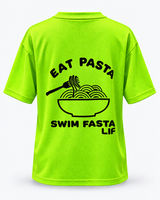 Swim T Shirt - Eat Pasta Swim Fasta - Electric Green - Black Print