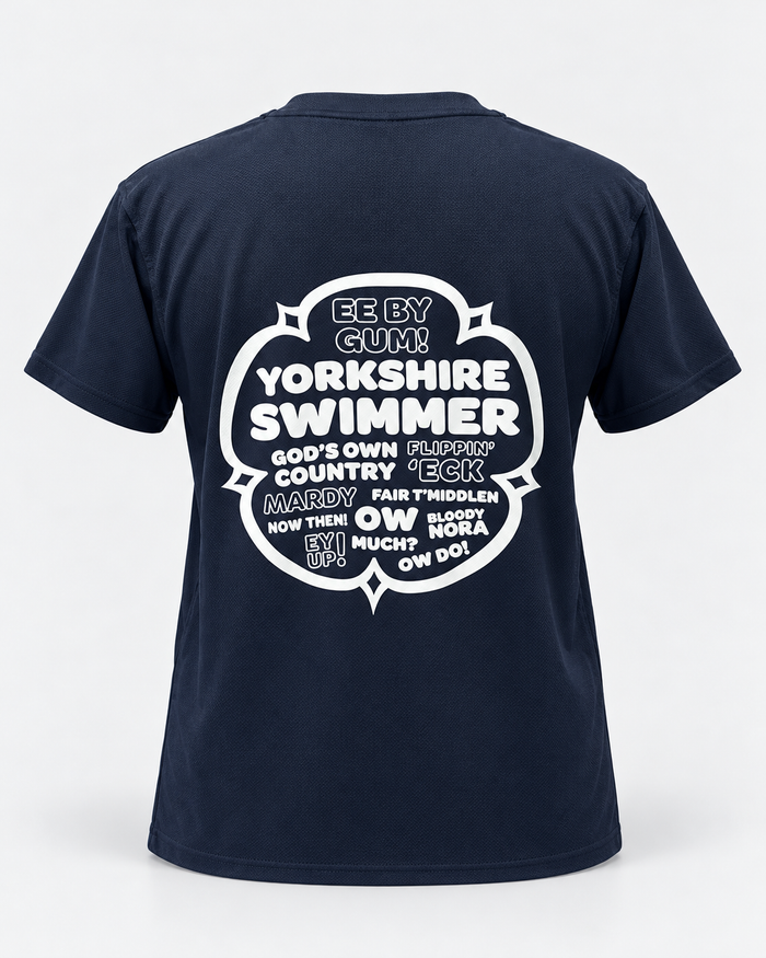 Swim T Shirt - Yorkshire Swimmer Navy staged back view