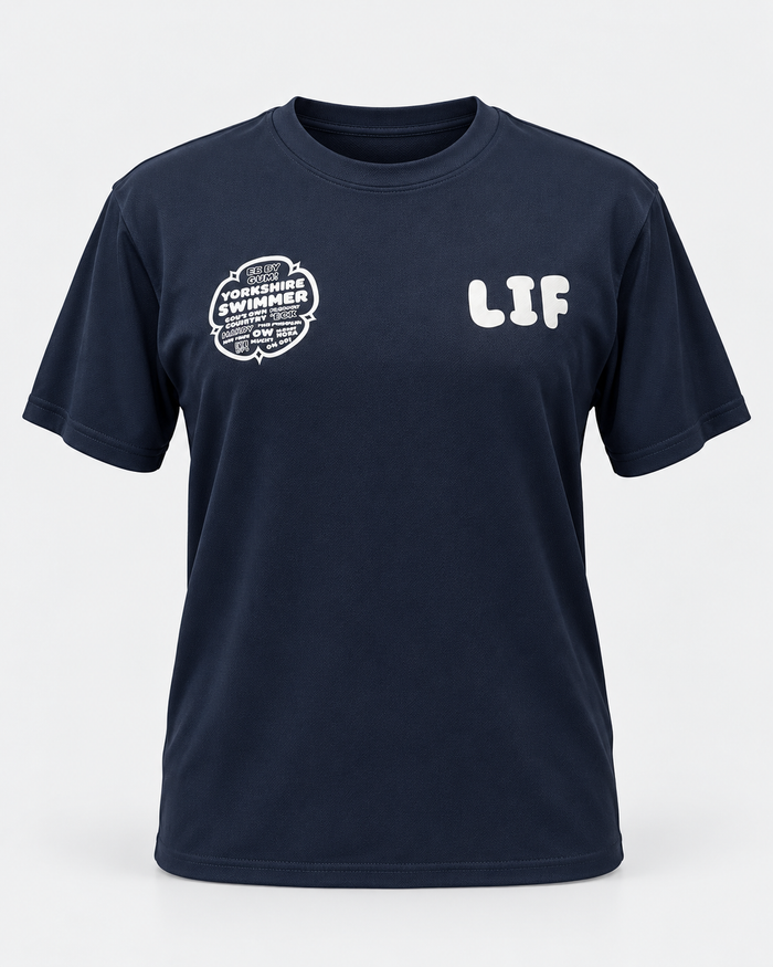 Swim T Shirt - Yorkshire Swimmer Navy staged front view