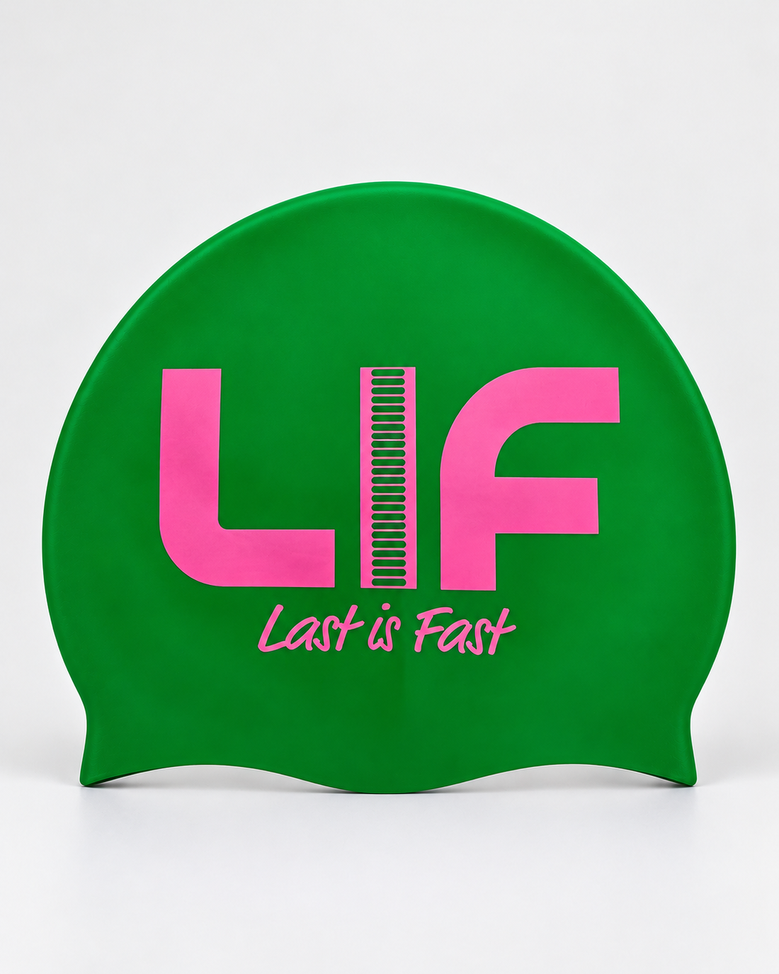 Swim Cap - LIF Logo Green staged front view