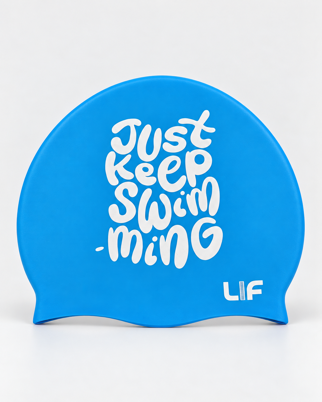 Swim Cap - Just Keep Swimming Sky blue staged front view