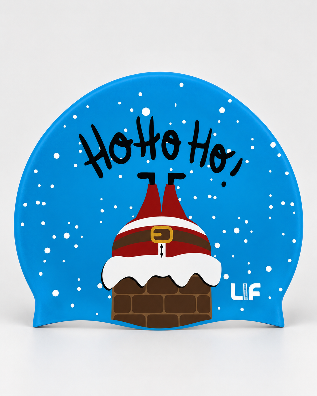 Christmas swimming cap - Santa Chimney staged front view