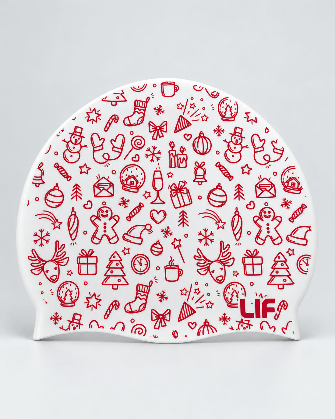 Christmas swimming cap - Christmas theme White staged front view
