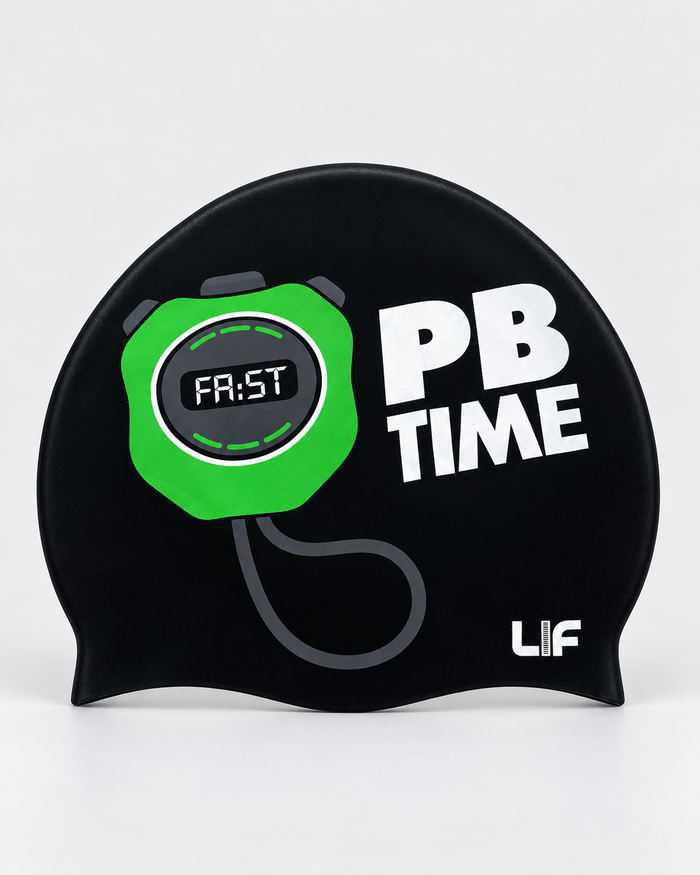 Swim Cap - PB Time staged front view