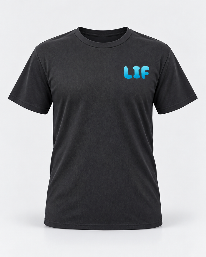 Life is cool in pool charcoal tee staged front view