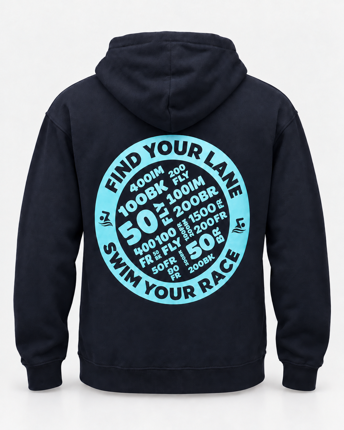 Find Your Lane hoodie Navy staged back view