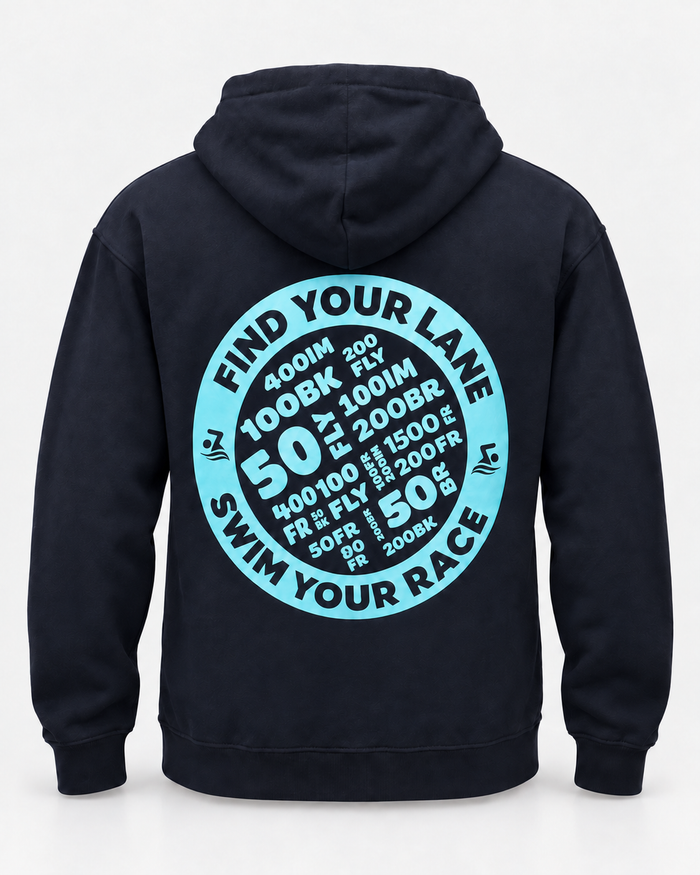 Find Your Lane hoodie Navy staged back view