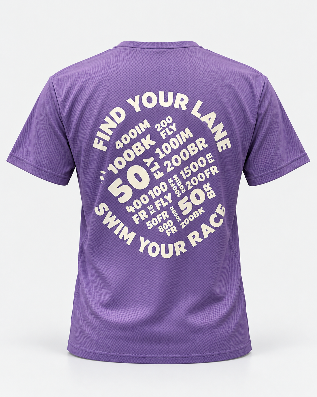 Find Your Lane tee Purple staged back view