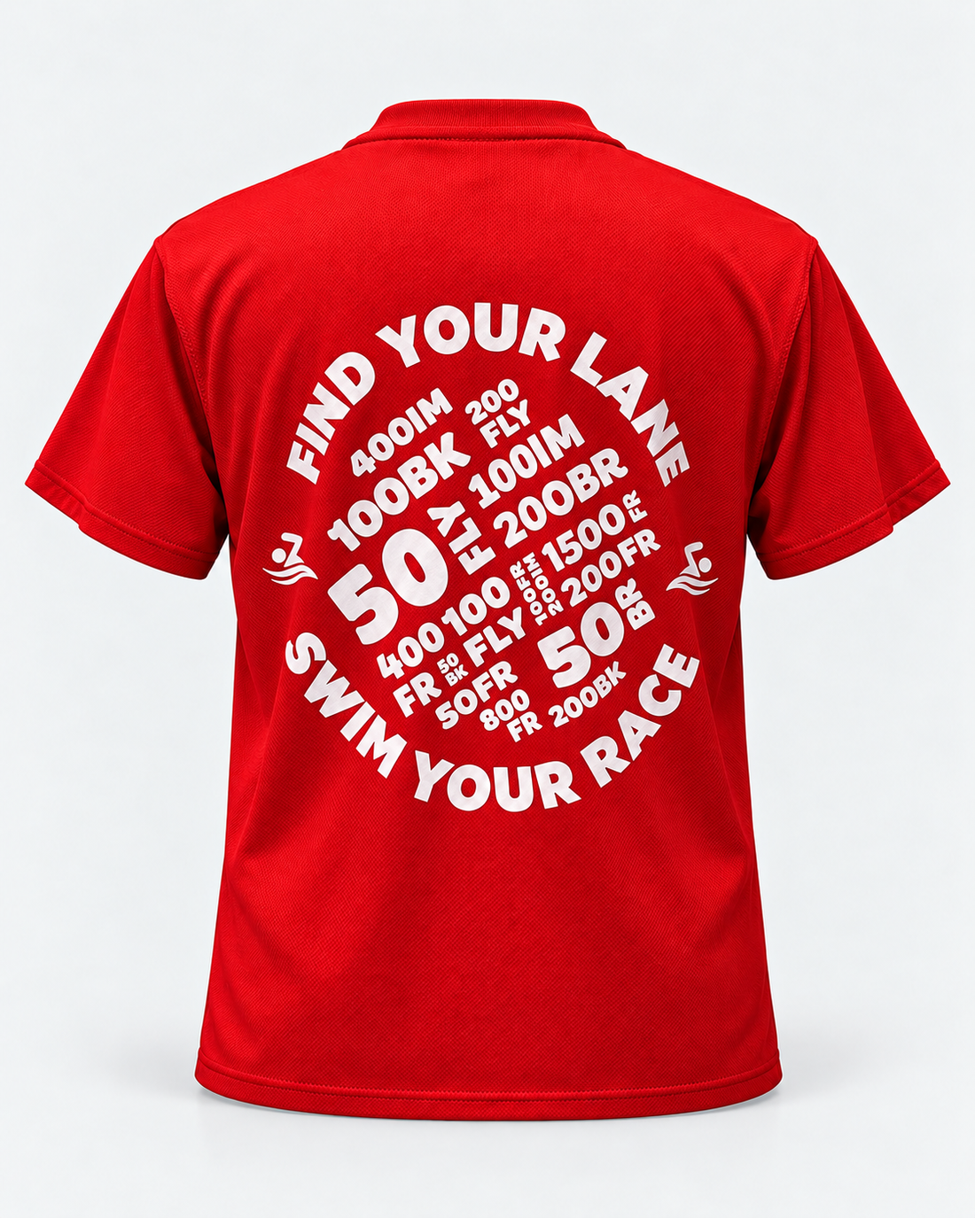 Swim T Shrt - Find Your Lane Red staged back view