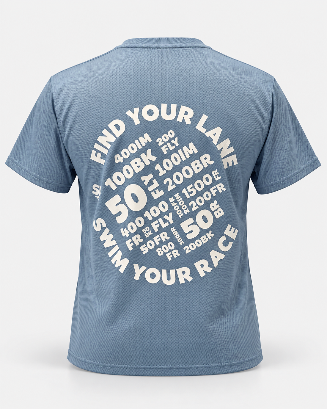 Find Your Lane tee Sky blue staged back view