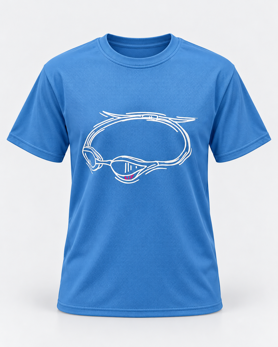 Goggles LIF tee cornflower blue staged front view