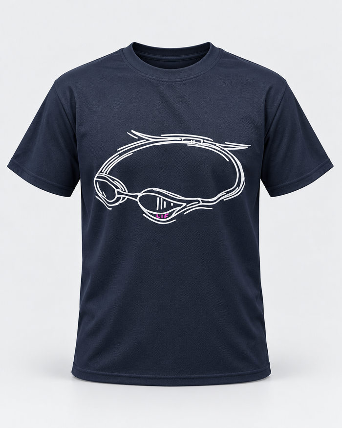 Goggles LIF tee navy staged front view