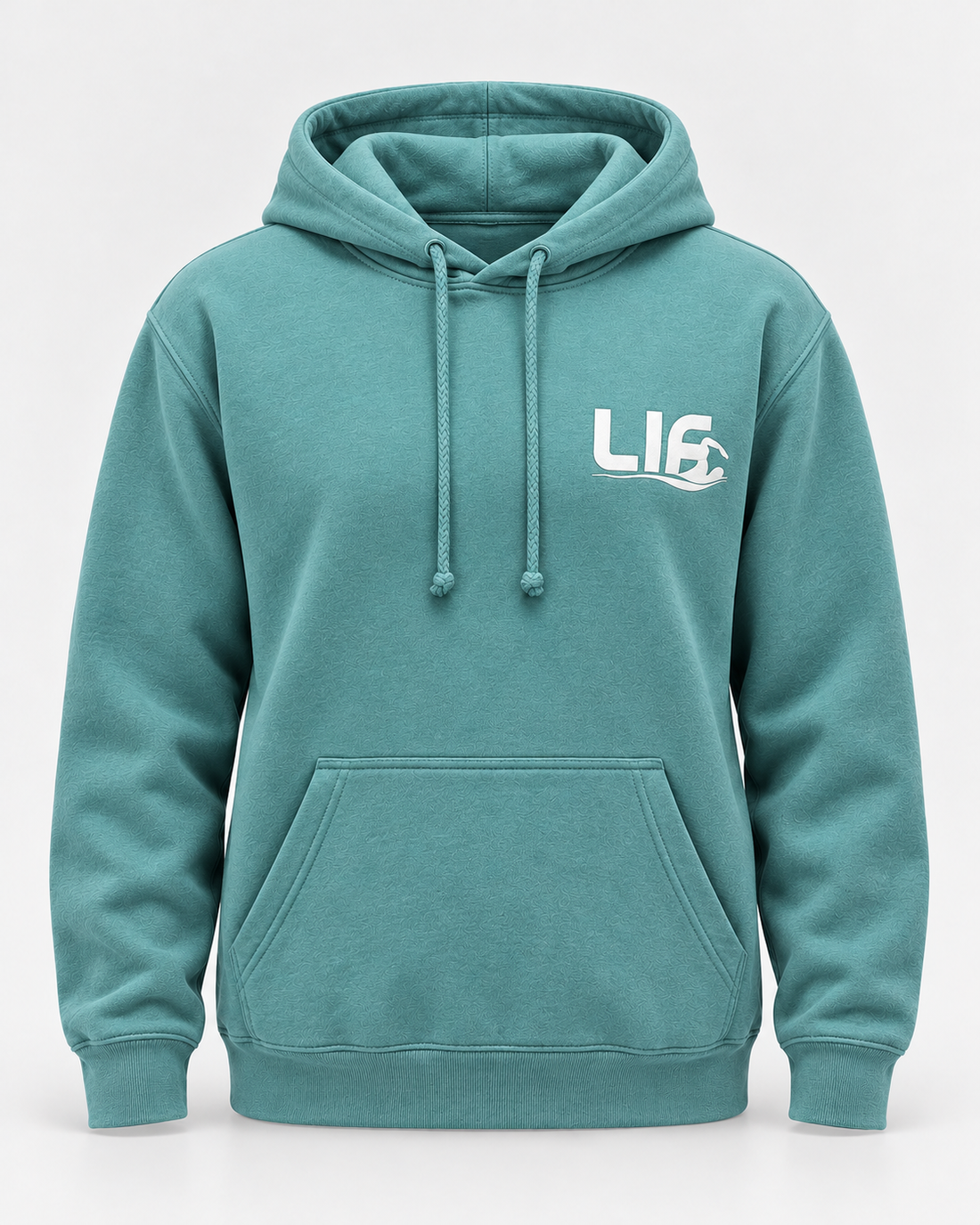 LIF idontfly-seafoam-front hoodie Seafoam staged front view, hood down