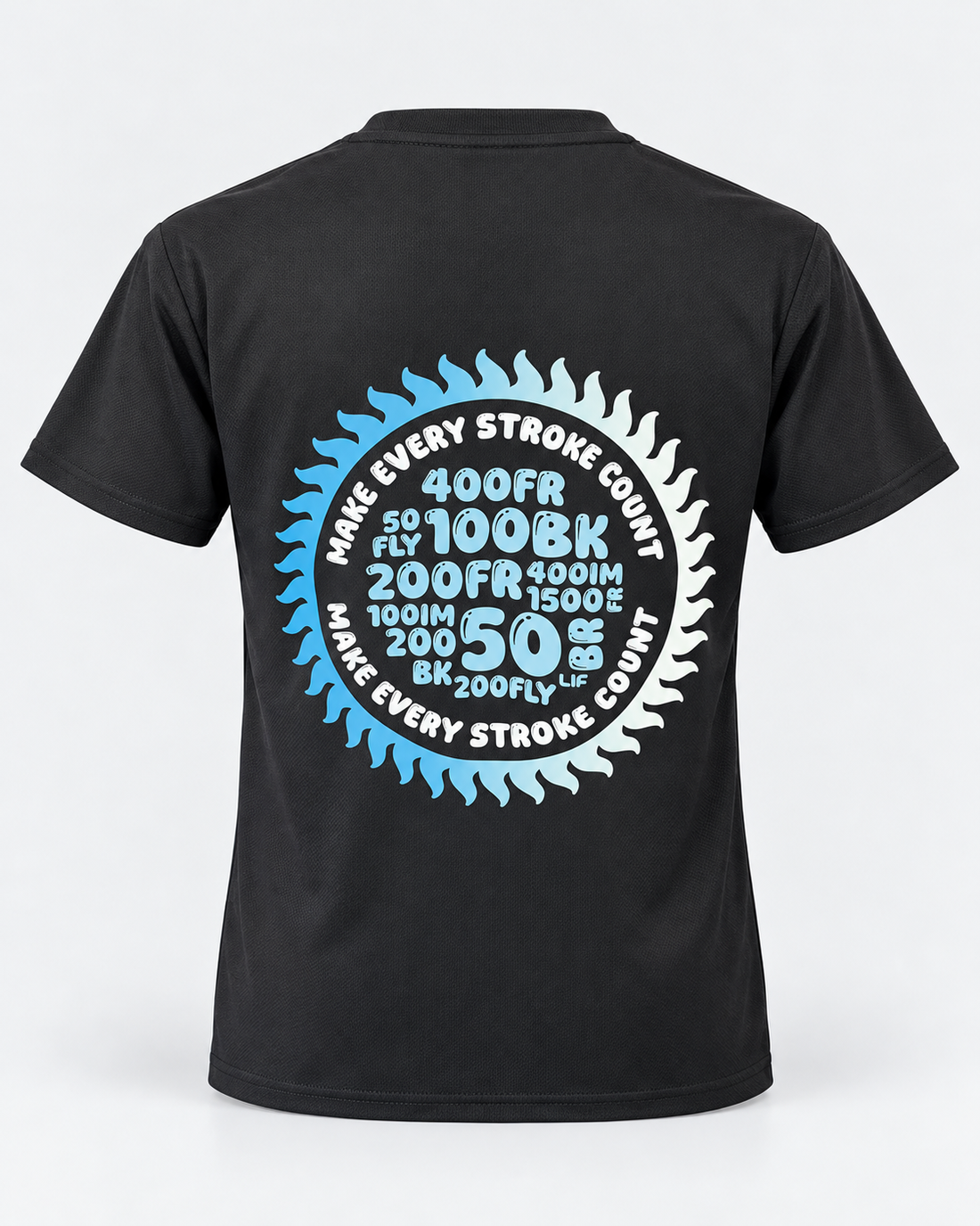 Make every stroke count tee charcoal staged back view