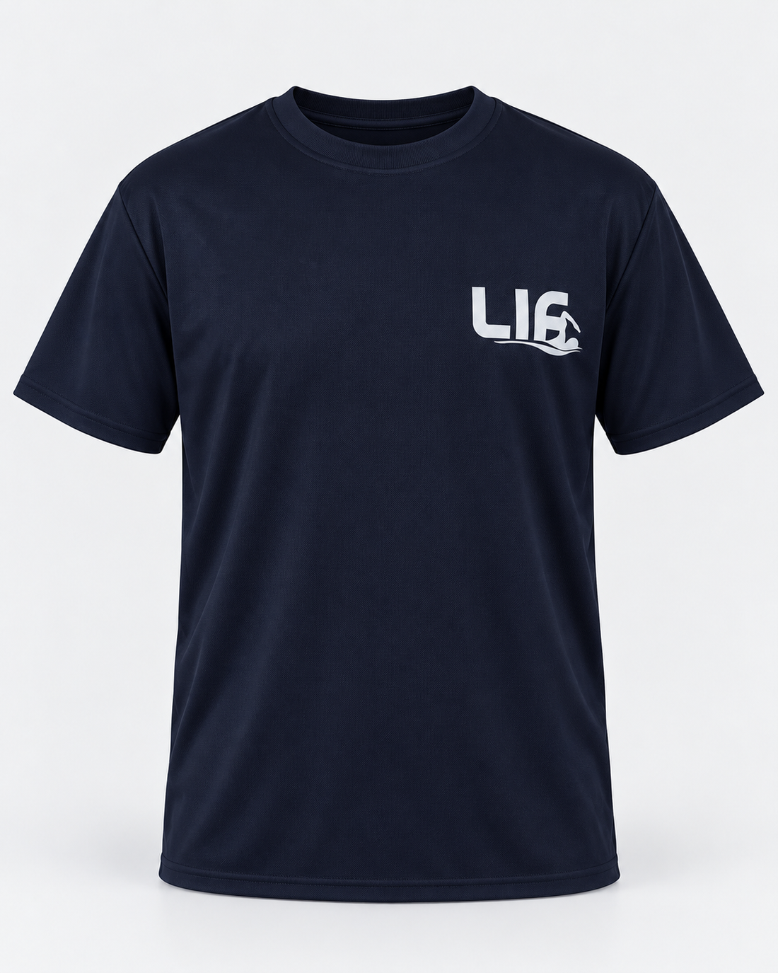 Make every stroke count tee navy staged front view