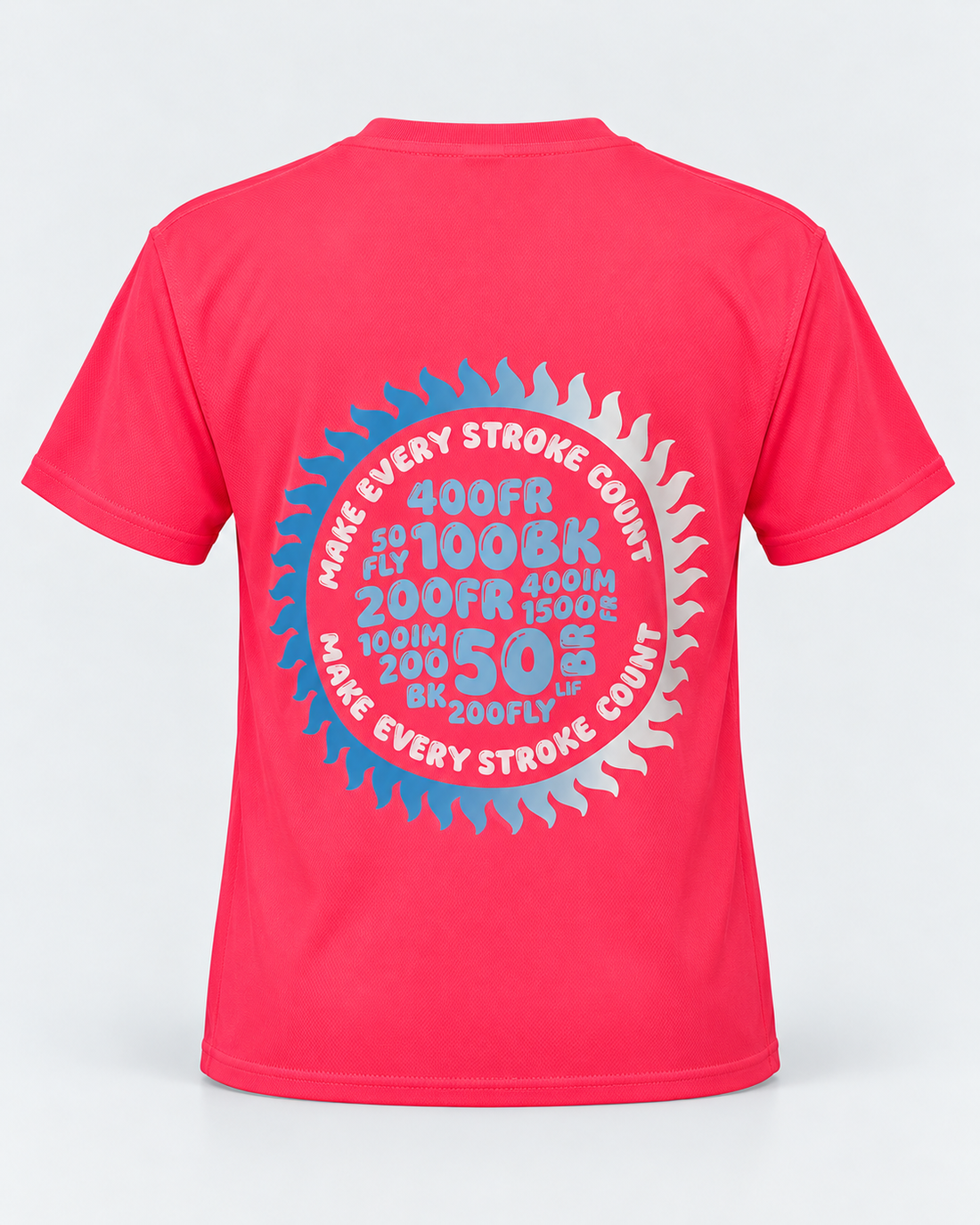 Make every stroke count tee pink staged back view
