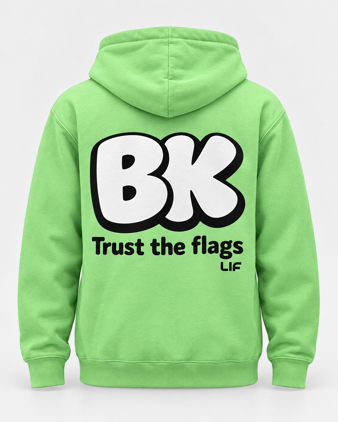 LIF BACK hoodie Apple green staged back view