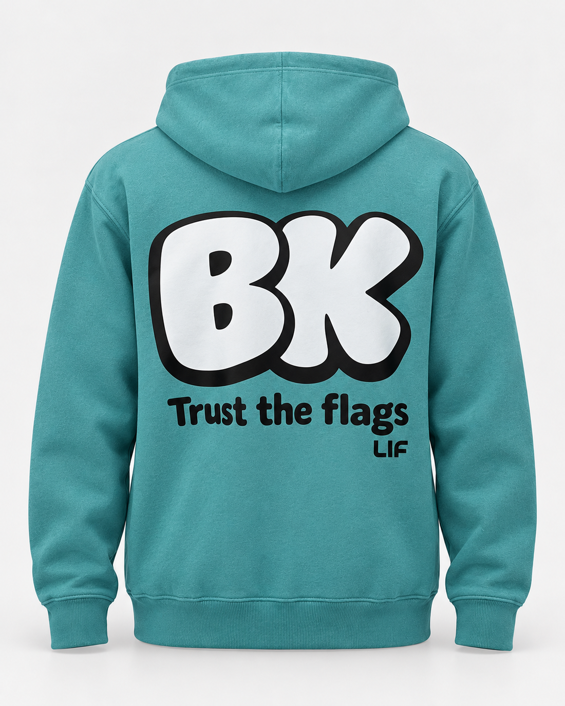 LIF BACK hoodie Seafoam staged back view