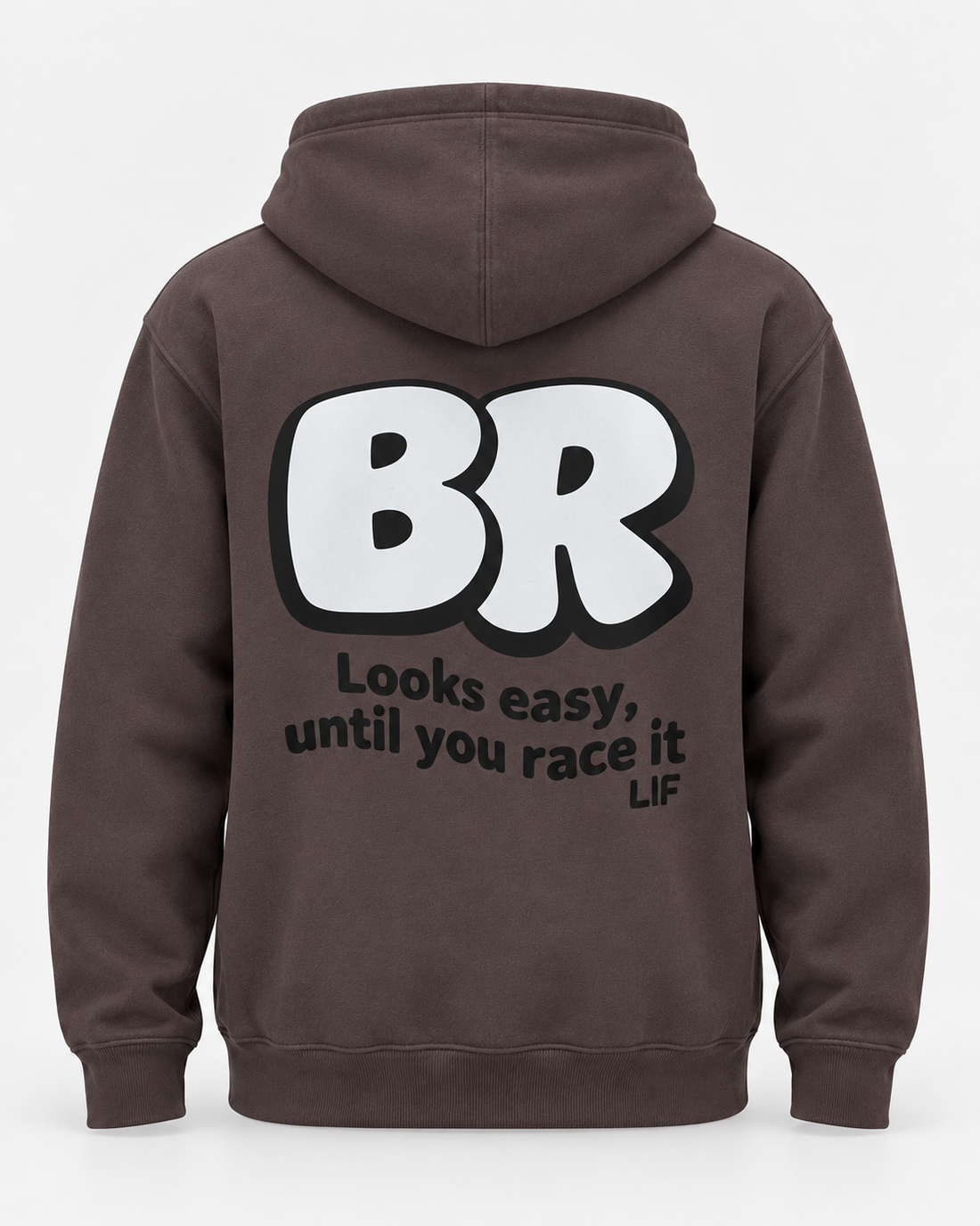 LIF BREAST hoodie Chocolate staged back view