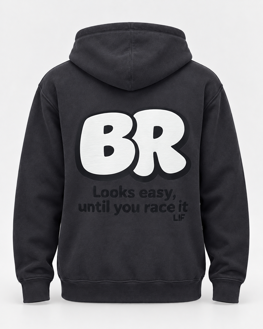 LIF BREAST hoodie Shark grey staged back view