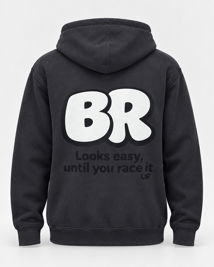 LIF BREAST hoodie Shark grey staged back view