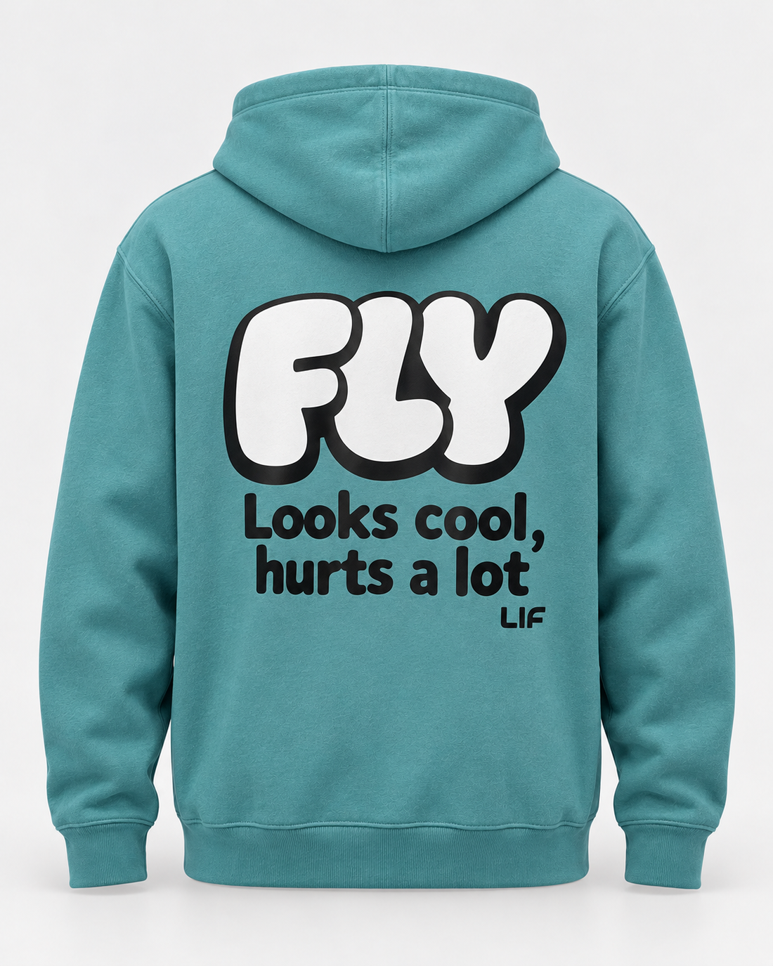 LIF FLY hoodie Seafoam staged back view