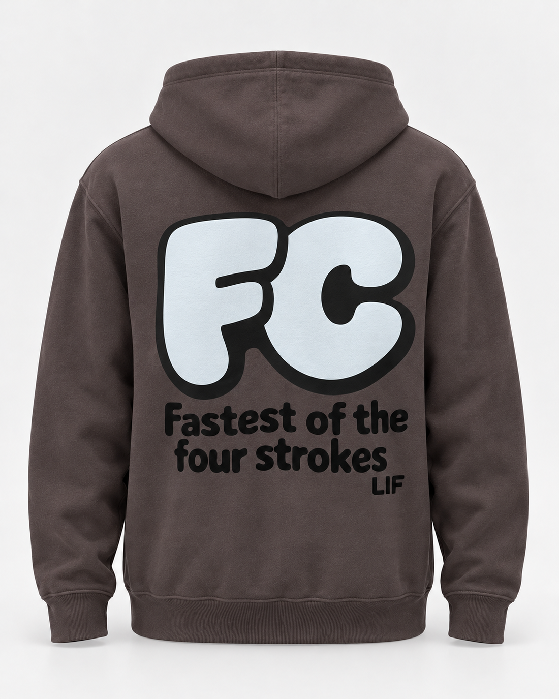 LIF FRONT CRAWL hoodie Chocolate staged back view
