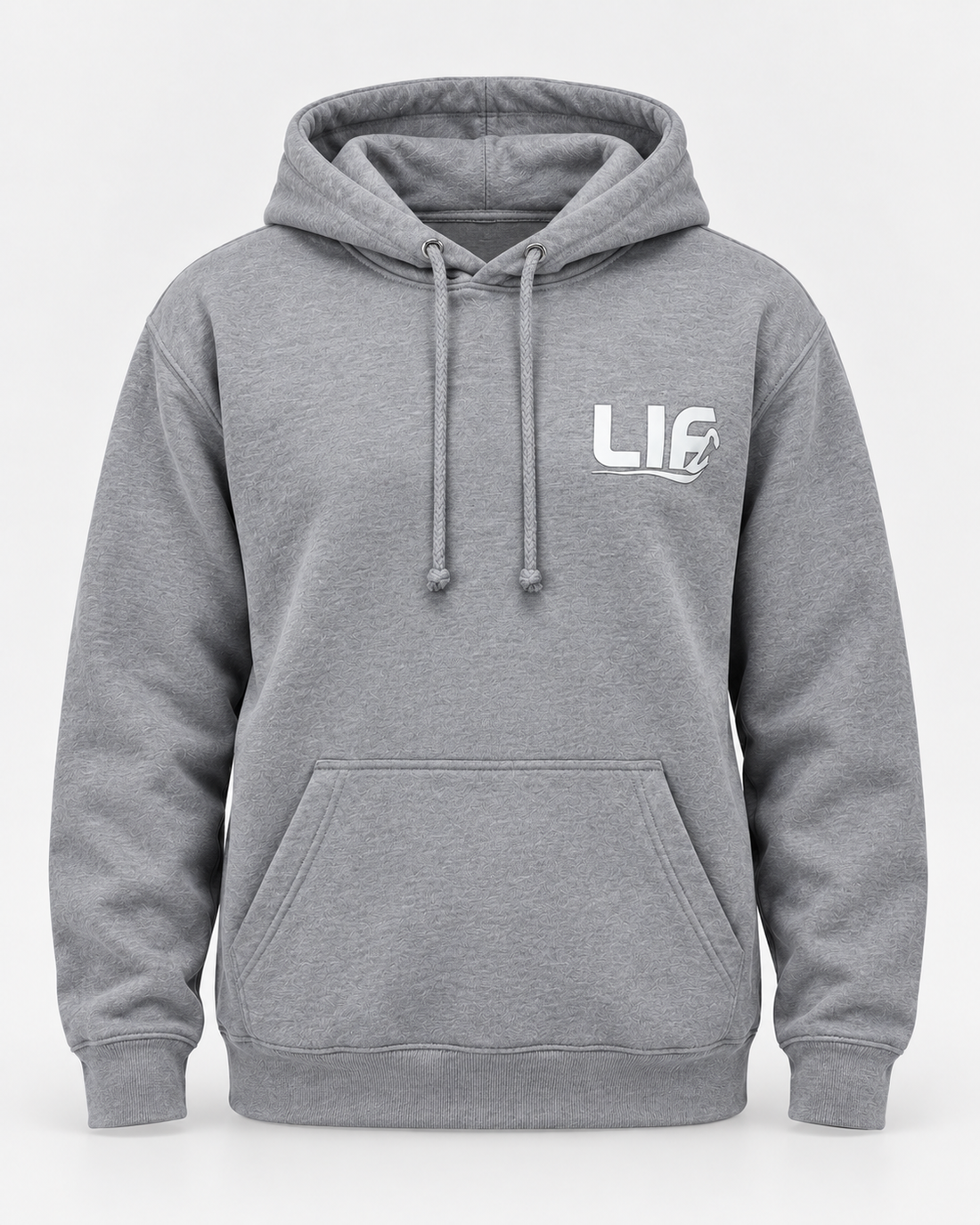 LIF stroke hoodie Grey staged front view