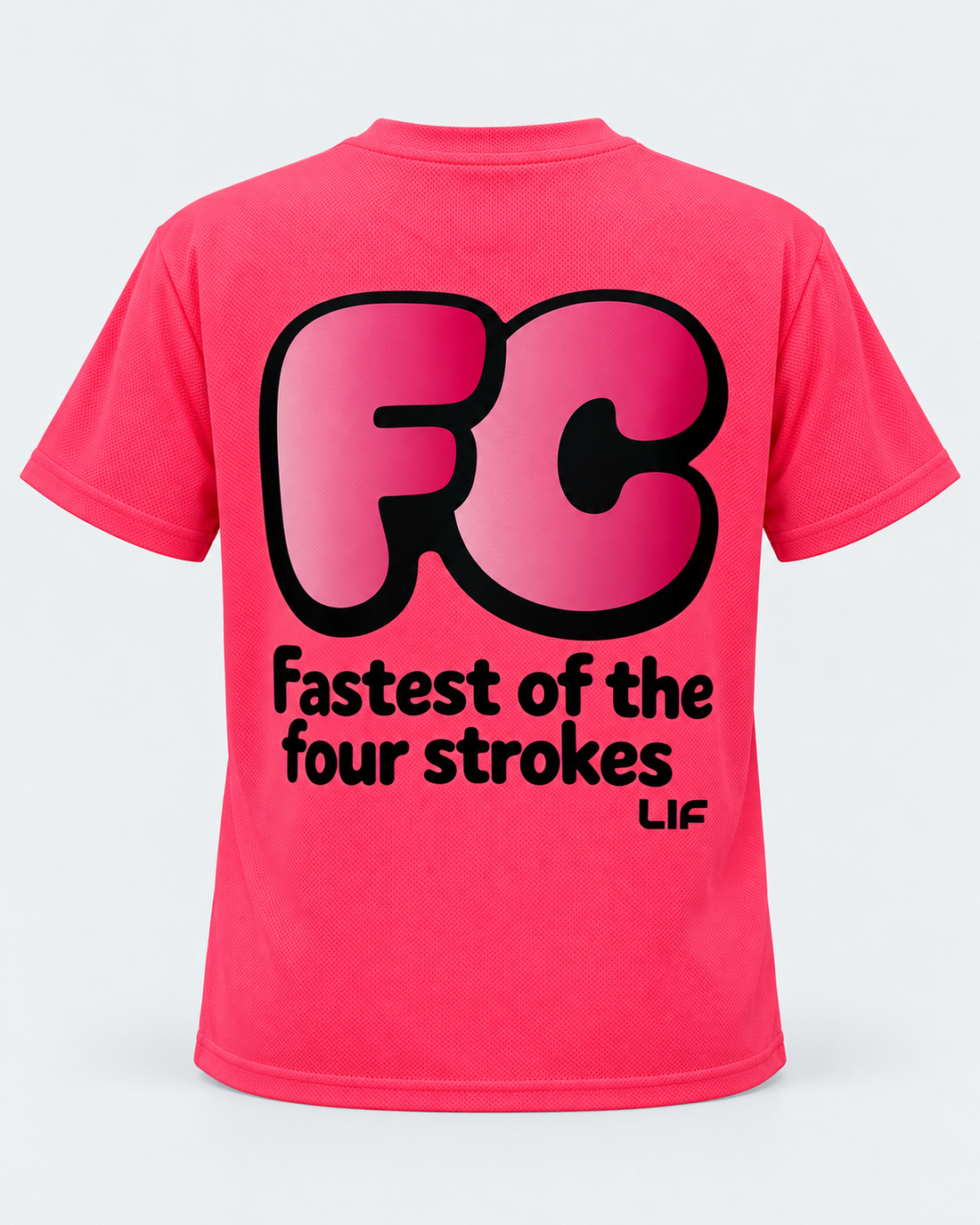 LIF stroke tee front crawl pink back staged view