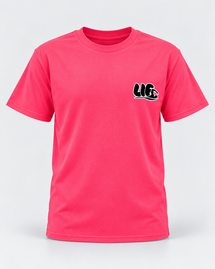 LIF stroke tee pink front staged view