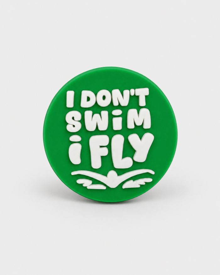 Swim Croc Charm - I Don’t Swim I fly — studio product photograph