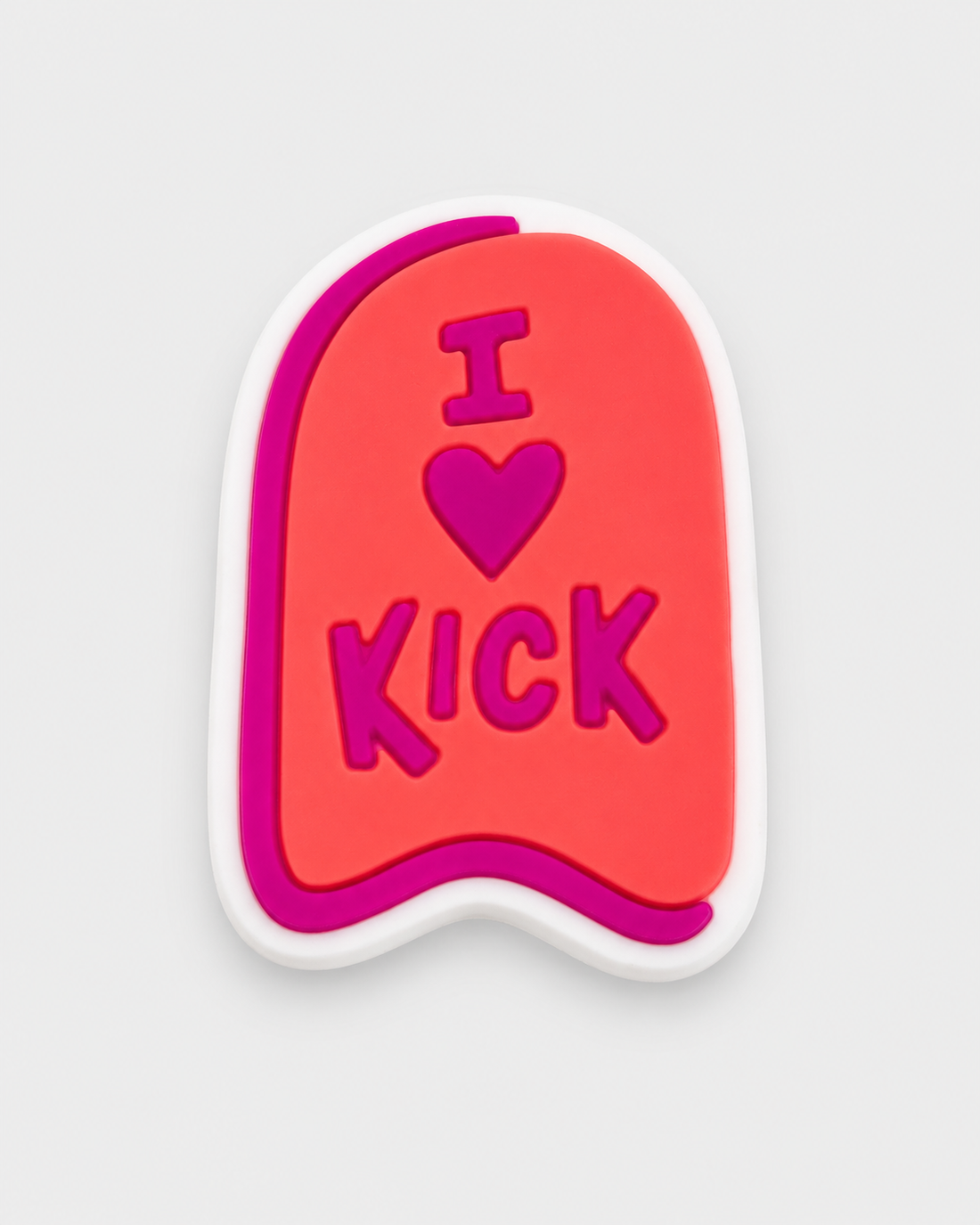 Swim Croc Charm - I love kick! — studio product photograph