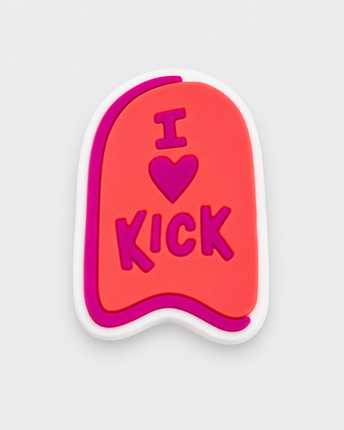 Swim Croc Charm - I love kick! — studio product photograph