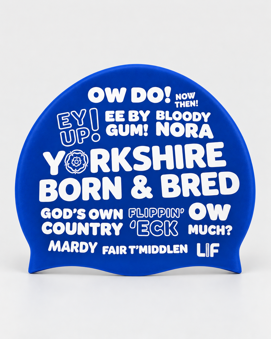Yorkshire Slang swim cap — Royal blue